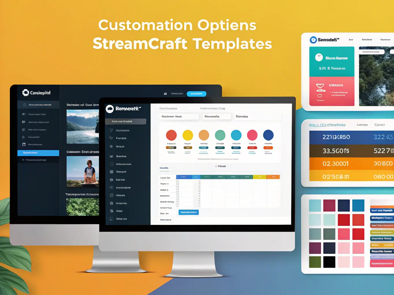 A screenshot of the thematic customization interface, showcasing various color palettes, font options, and layout settings that users can apply to their documents.
