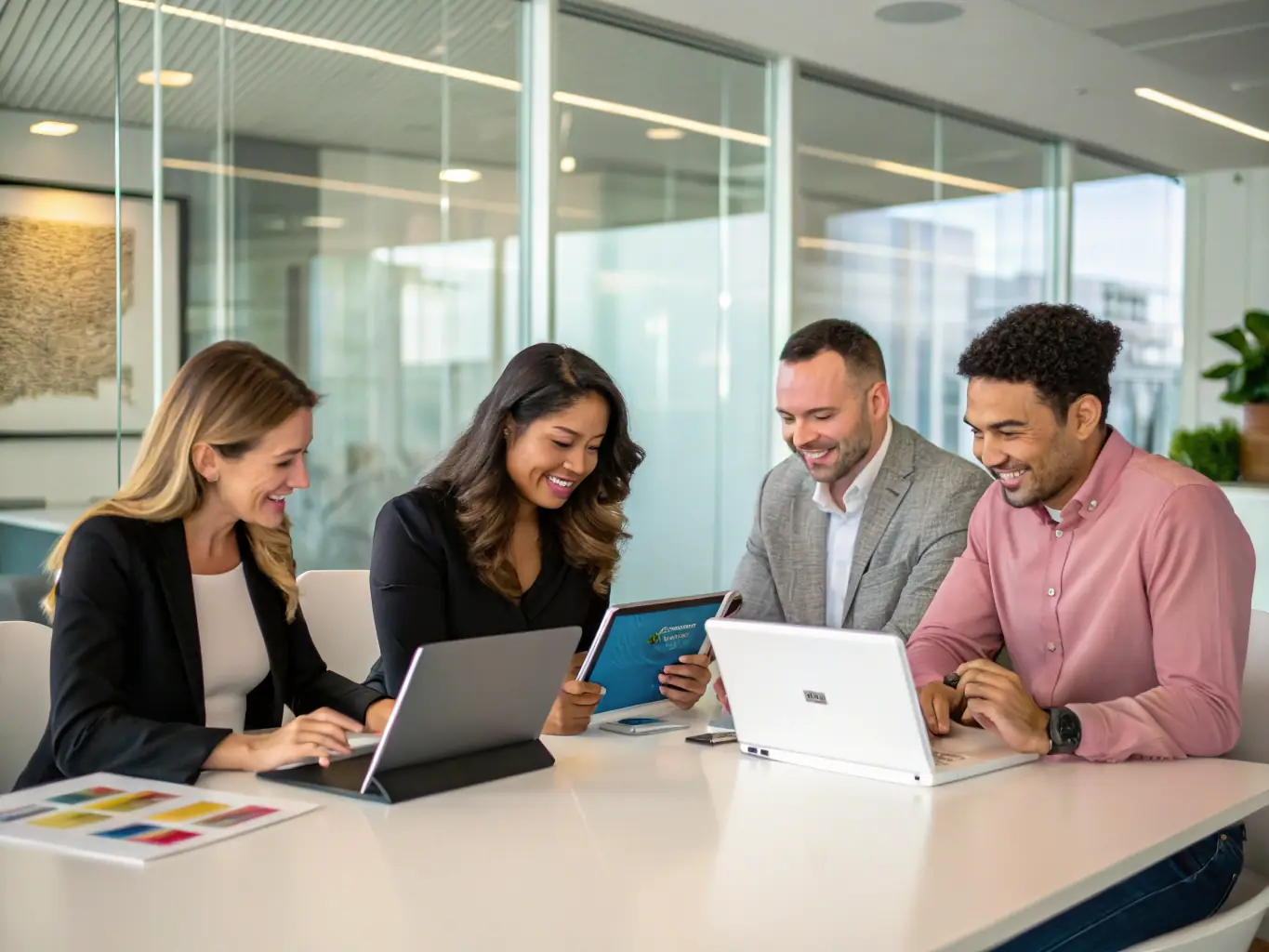 A dynamic display of multiple users simultaneously editing a document in real-time, highlighting the platform's collaborative capabilities.